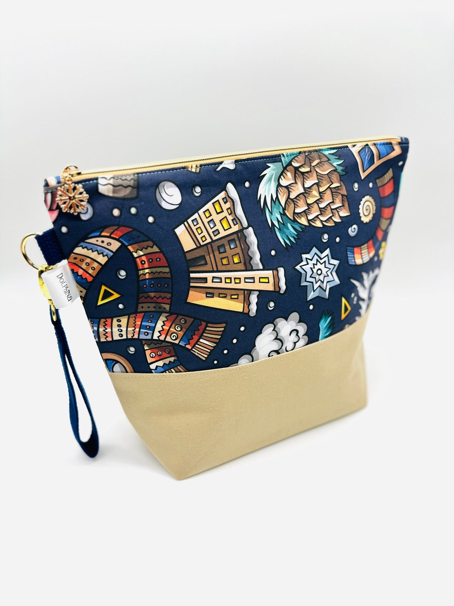 Extra large project bag - Winter Cartoon Doodle 2