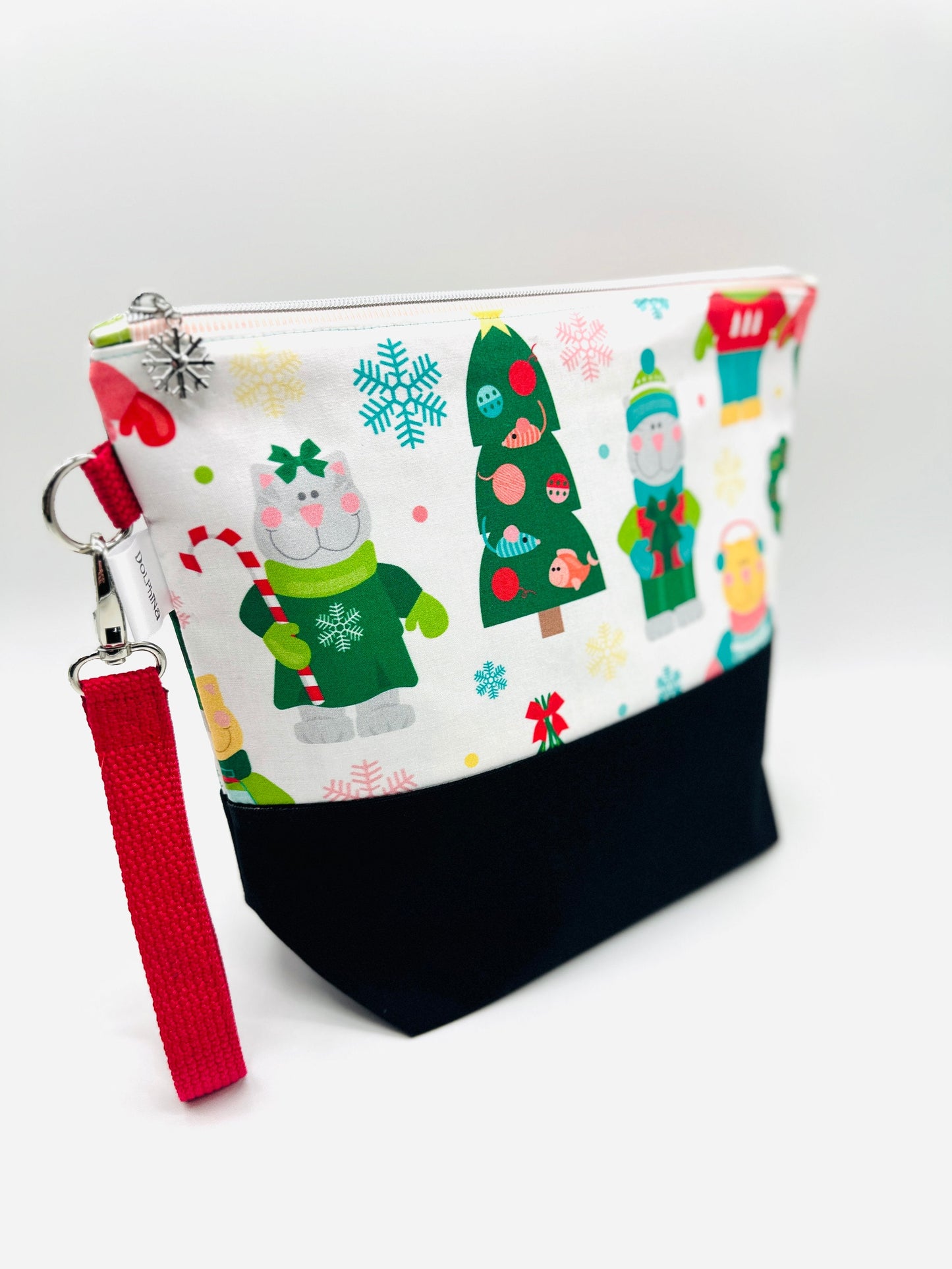 Extra large project bag - Christmas Kittens in Mittens