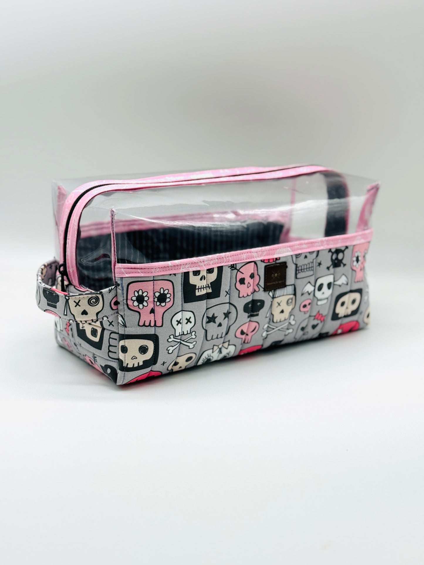 Box Bag 2.0 - Grey and Pink Sugar Skulls (size Large)