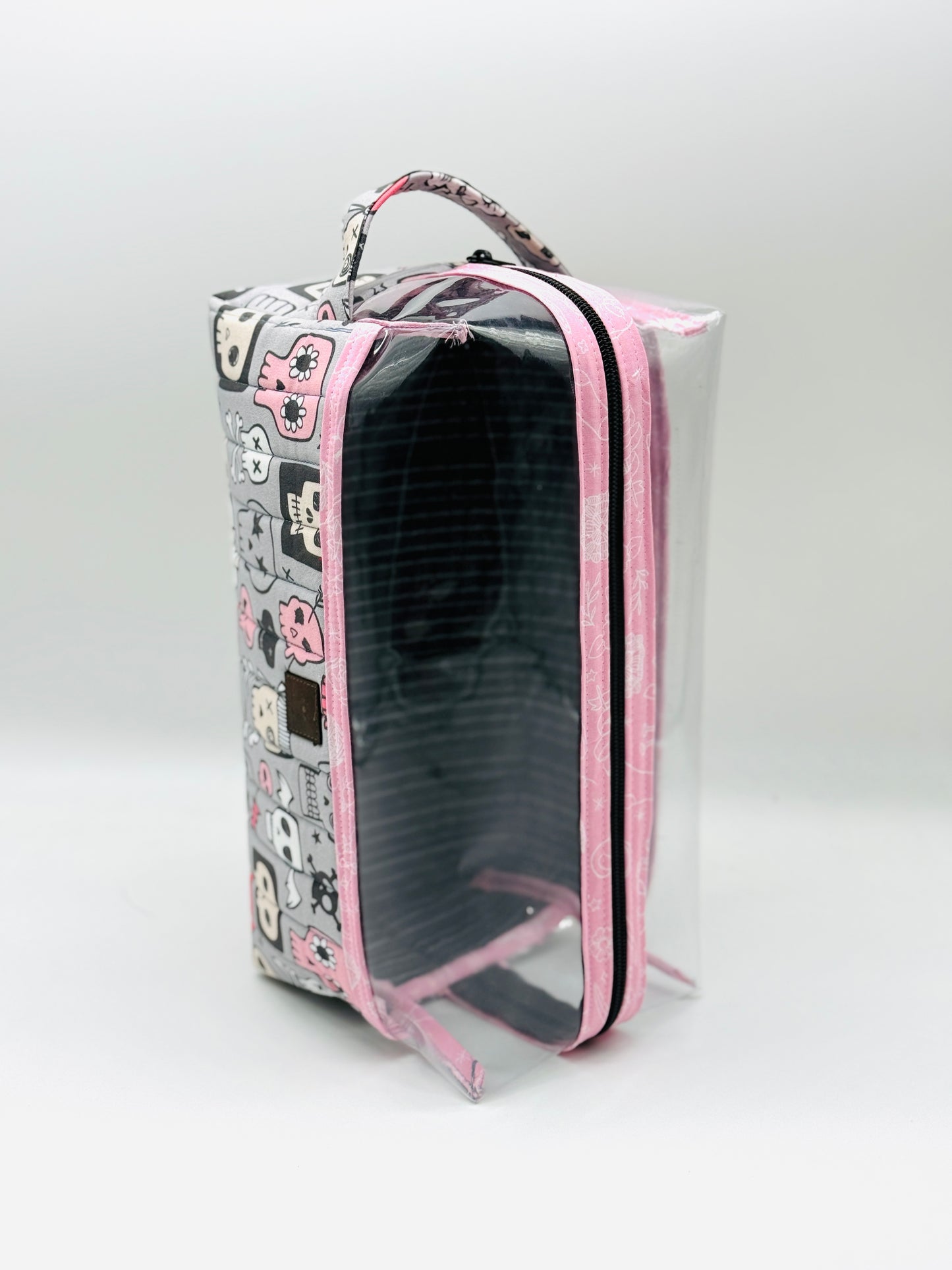Box Bag 2.0 - Grey and Pink Sugar Skulls (size Large)
