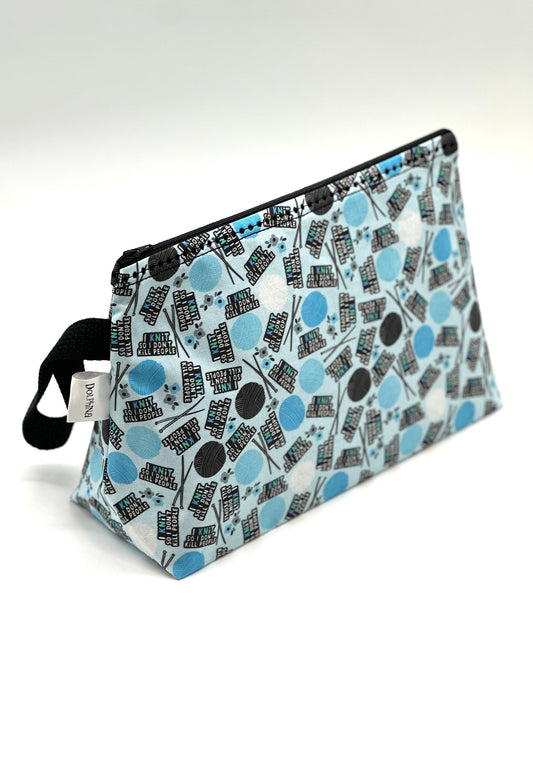 Large project bag - I knit so I dont kill people 2023 edition (blue)