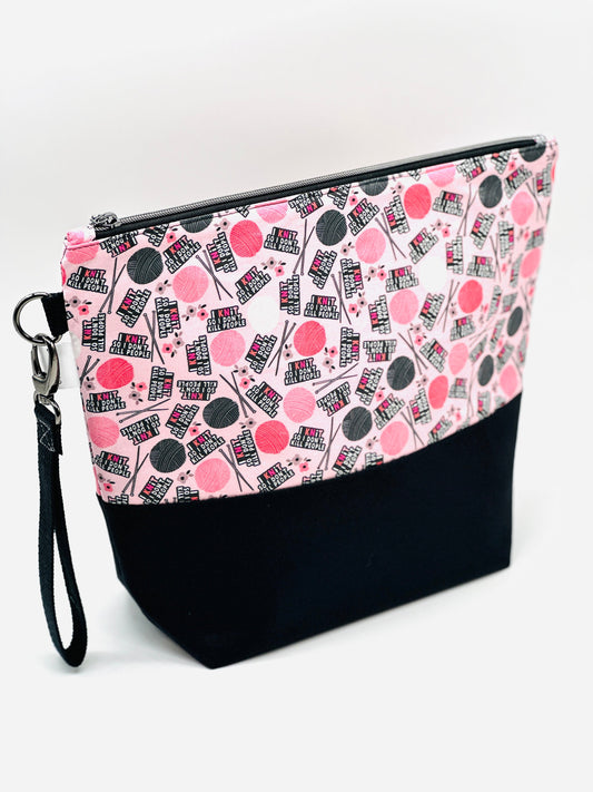 Extra large project bag - I knit so I dont kill people 2023 edition (pink)