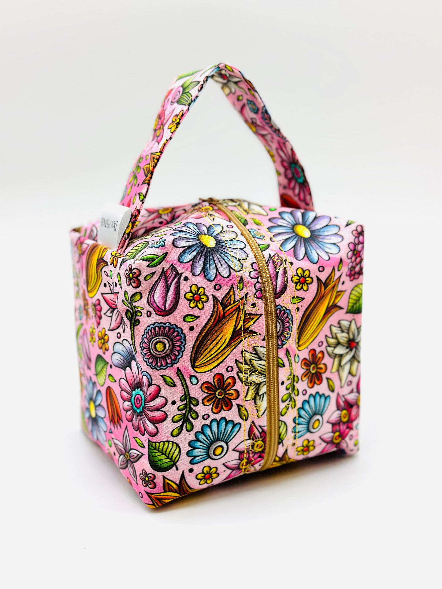 Box bag - Pink Floral Doodle