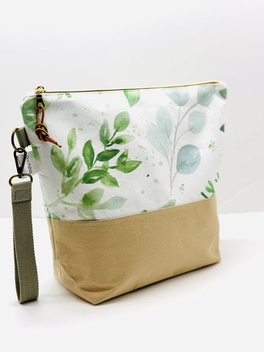 Extra large project bag - Water Colors Large Leaves