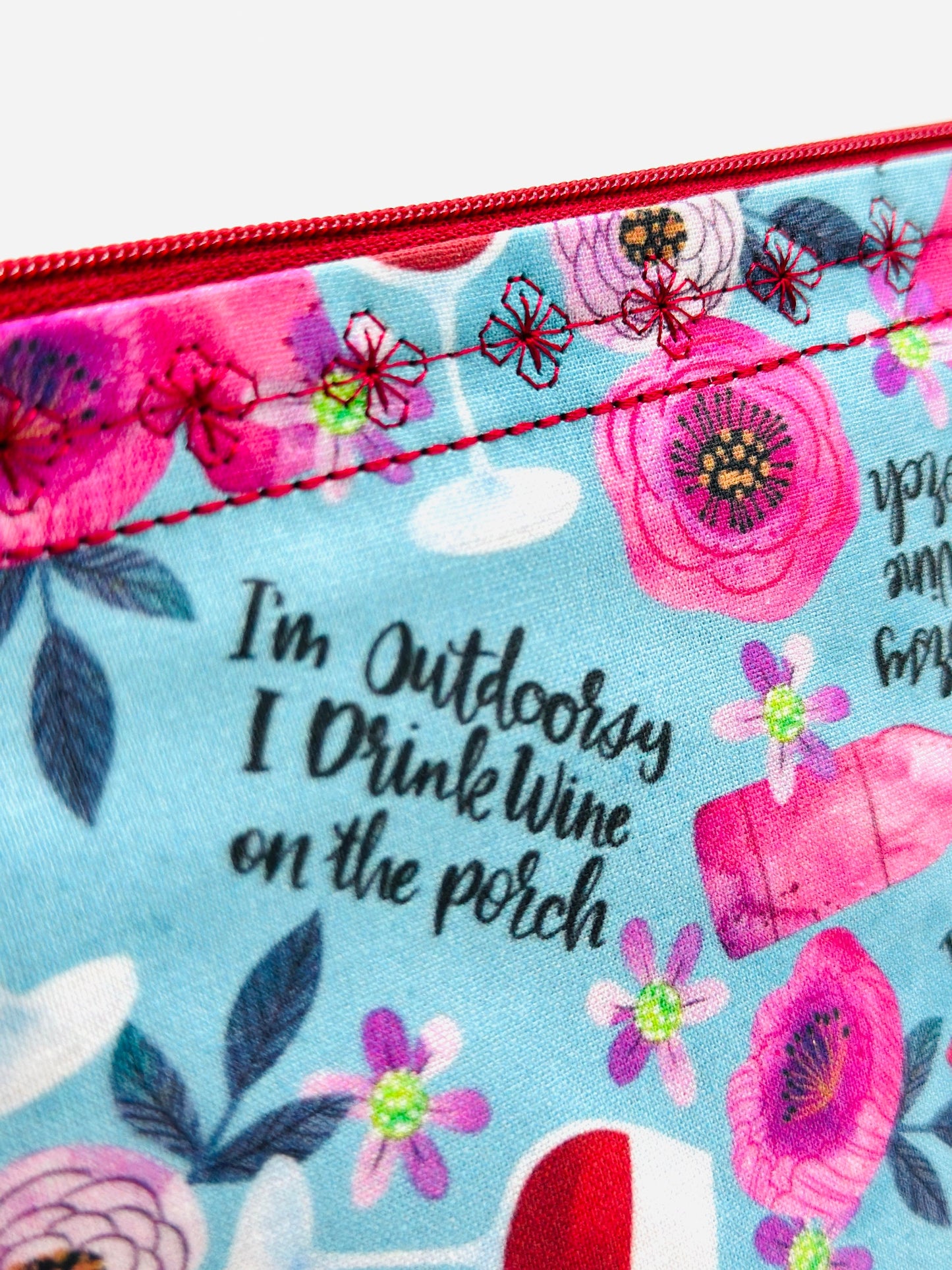 Large project bag - Im outdoorsy I drink wine on the porch